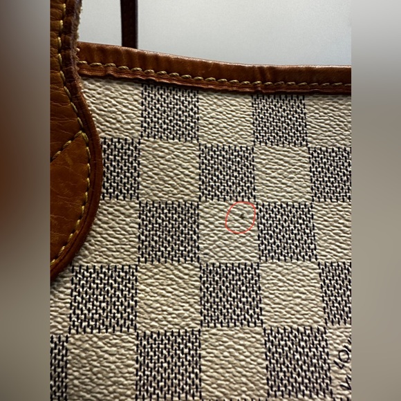 AUTHENTIC LOUIS VUITTON NEVERFULL DAMIER AZURE MM BEIGE INTERIOR - Picture 5 of 14